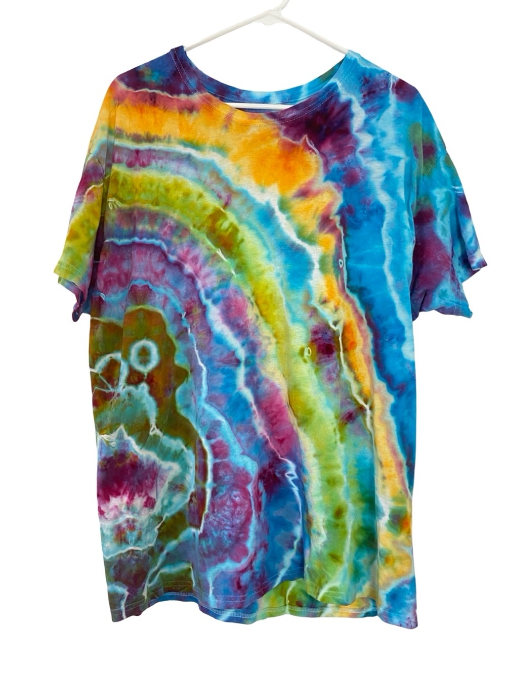 Handmade Custom Ice Tie Dye Tshirt 
Mens Size XL Unisex Geode Colorful Multi